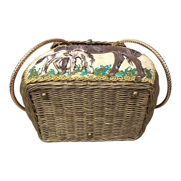 Vintage Midas Of Miami Artisan Horse Handbag Woven Wicker Equestrian Purse Gift - Picture 12 of 13
